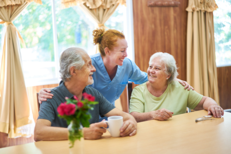 Caregiver with seniors